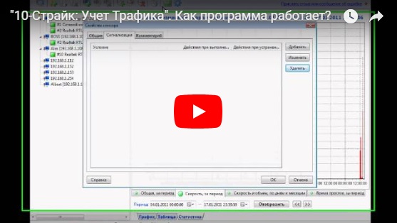 Получение данных по трафику с ПК в сети, просмотр графика потребления трафика, настройка сигнализации