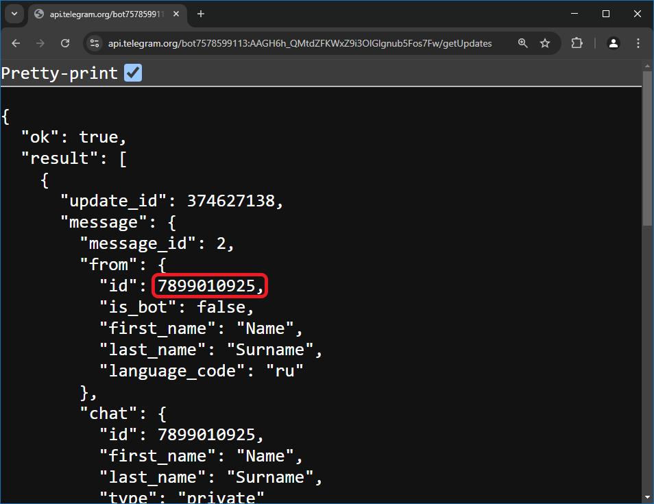 json  id  