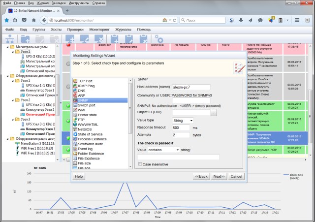 Настройка мониторинга SNMP через веб-интерфейс в программе распределенного мониторинга